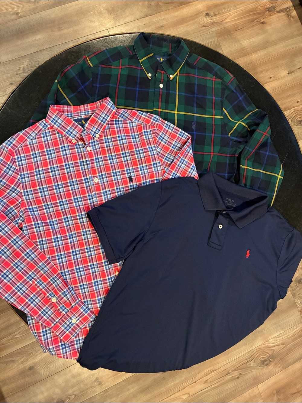 Polo by Ralph Lauren Bundle Navy Polo XL, 2 Long Sleeve Plaids Perfect Condition